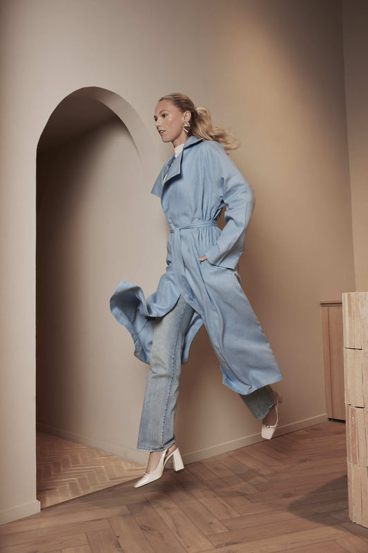 Light blue trench coat