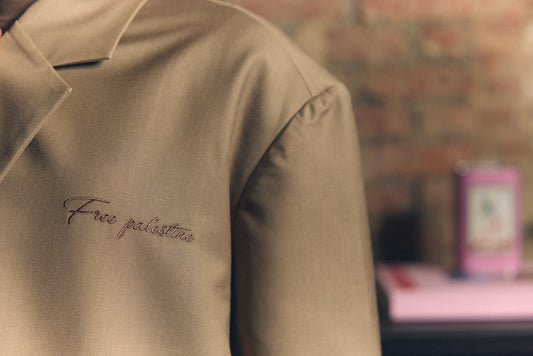 FREE PALESTINE - Camel open back blazer