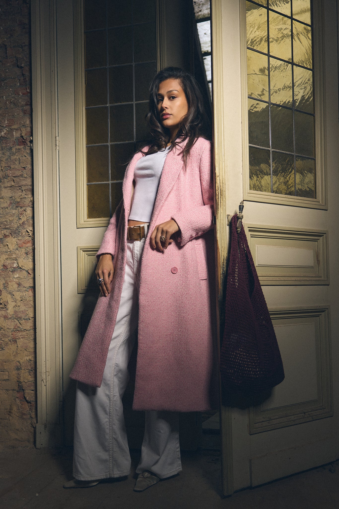 Pink textured coat