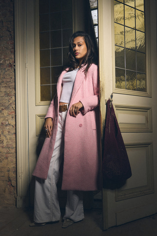 Pink textured coat