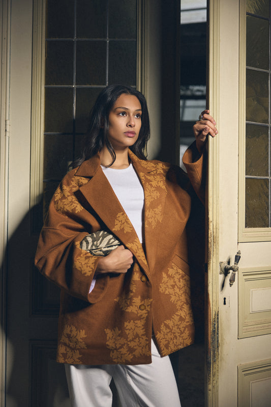 Rust jacquard jacket