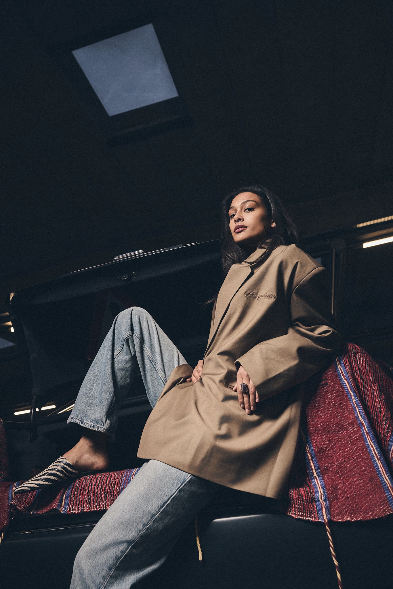 FREE PALESTINE - Camel open back blazer